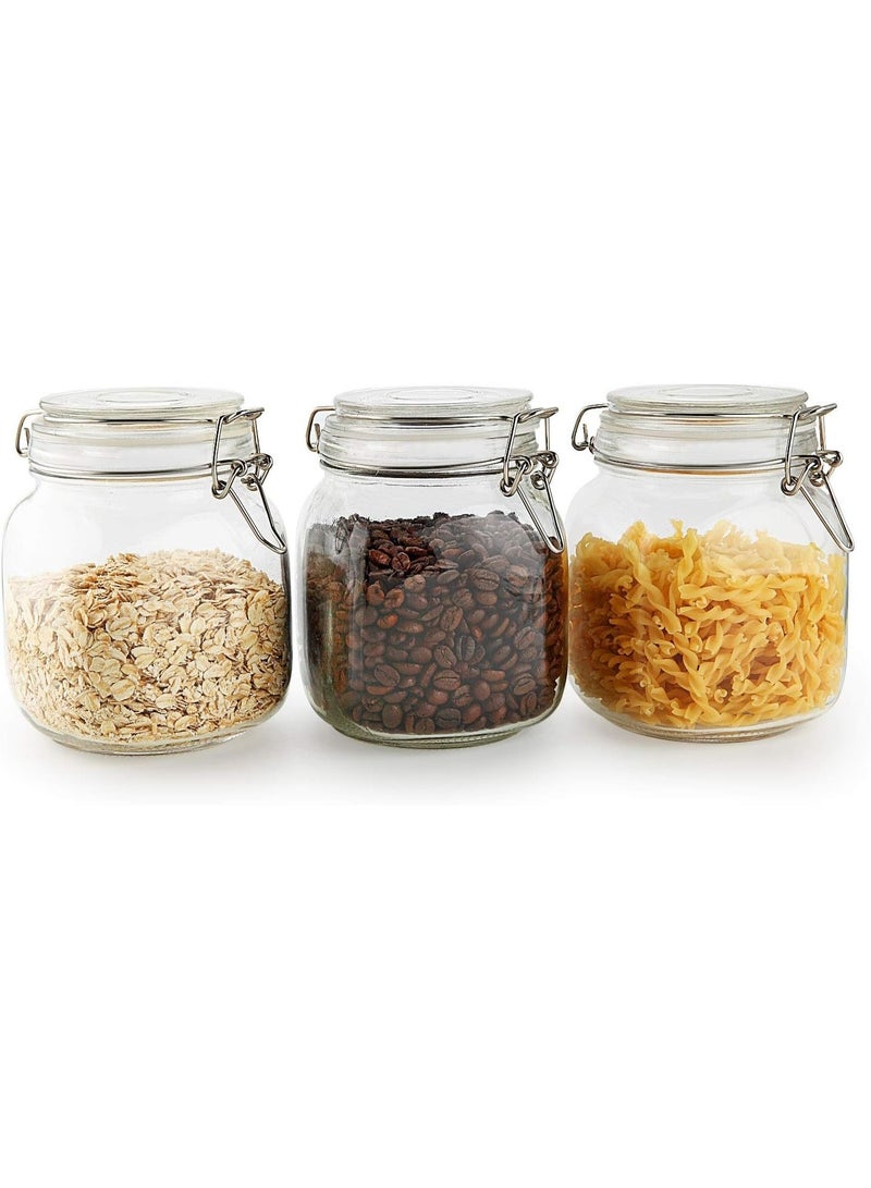 أيكيا برطمانات تخزين زجاجية شفافة أنيقة مع أغطية - مجموعة من 3 عبوات متعددة الأغراض للمنزل، وخزانة المؤن، وعرضها على سطح الطاولة - Image 5